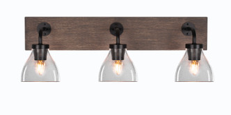 Toltec Lighting - 1773-MBDW-4760 - Three Light Bathroom Lighting - Oxbridge - Matte Black & Painted Distressed Wood-look