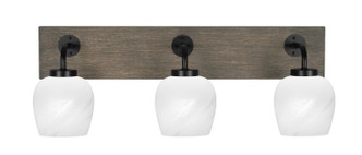 Toltec Lighting - 1773-MBDW-4811 - Three Light Bath Bar - Oxbridge - Matte Black & Painted Distressed Wood-look Metal