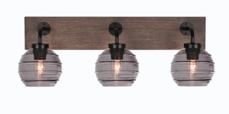 Toltec Lighting - 1773-MBDW-5112 - Three Light Bath Bar - Oxbridge - Matte Black & Painted Distressed Wood-look Metal