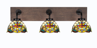 Toltec Lighting - 1773-MBDW-9365 - Three Light Bath Bar - Oxbridge - Matte Black & Painted Distressed Wood-look Metal
