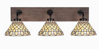 Toltec Lighting - 1773-MBDW-9415 - Three Light Bath Bar - Oxbridge - Matte Black & Painted Distressed Wood-look Metal