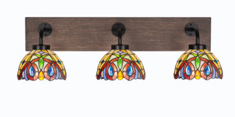 Toltec Lighting - 1773-MBDW-9445 - Three Light Bathroom Lighting - Oxbridge - Matte Black & Painted Distressed Wood-look