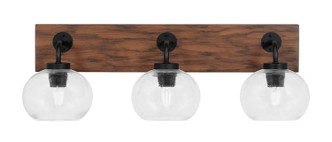 Toltec Lighting - 1773-MBWG-202 - Three Light Bath Bar - Oxbridge - Matte Black & Painted Wood-look Metal