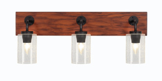 Toltec Lighting - 1773-MBWG-300 - Three Light Bath Bar - Oxbridge - Matte Black & Painted Wood-look Metal