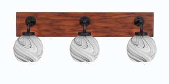 Toltec Lighting - 1773-MBWG-4109 - Three Light Bath Bar - Oxbridge - Matte Black & Painted Wood-look Metal