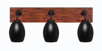 Toltec Lighting - 1773-MBWG-426-MB - Three Light Bath Bar - Oxbridge - Matte Black & Painted Wood-look Metal
