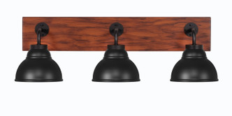 Toltec Lighting - 1773-MBWG-427-MB - Three Light Bath Bar - Oxbridge - Matte Black & Painted Wood-look Metal
