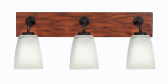 Toltec Lighting - 1773-MBWG-460 - Three Light Bath Bar - Oxbridge - Matte Black & Painted Wood-look Metal