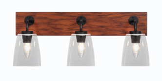 Toltec Lighting - 1773-MBWG-461 - Three Light Bath Bar - Oxbridge - Matte Black & Painted Wood-look Metal