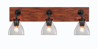Toltec Lighting - 1773-MBWG-4760 - Three Light Bath Bar - Oxbridge - Matte Black & Painted Wood-look Metal