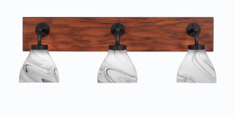 Toltec Lighting - 1773-MBWG-4769 - Three Light Bath Bar - Oxbridge - Matte Black & Painted Wood-look Metal