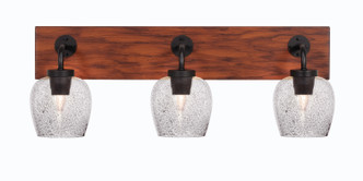 Toltec Lighting - 1773-MBWG-4812 - Three Light Bath Bar - Oxbridge - Matte Black & Painted Wood-look Metal