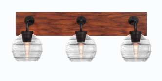 Toltec Lighting - 1773-MBWG-5110 - Three Light Bathroom Lighting - Oxbridge - Matte Black & Painted Wood-look