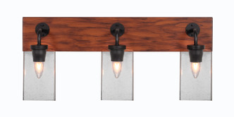 Toltec Lighting - 1773-MBWG-530 - Three Light Bathroom Lighting - Oxbridge - Matte Black & Painted Wood-look