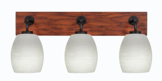 Toltec Lighting - 1773-MBWG-615 - Three Light Bath Bar - Oxbridge - Matte Black & Painted Wood-look Metal