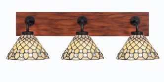 Toltec Lighting - 1773-MBWG-9415 - Three Light Bath Bar - Oxbridge - Matte Black & Painted Wood-look Metal