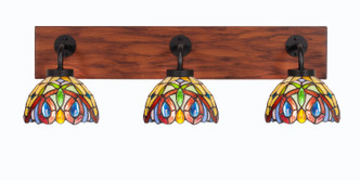 Toltec Lighting - 1773-MBWG-9445 - Three Light Bath Bar - Oxbridge - Matte Black & Painted Wood-look Metal