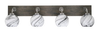 Toltec Lighting - 1774-GPDW-4109 - Four Light Bath Bar - Oxbridge - Graphite & Painted Distressed Wood-look Metal