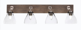 Toltec Lighting - 1774-GPDW-4760 - Four Light Bath Bar - Oxbridge - Graphite & Painted Distressed Wood-look Metal