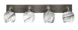 Toltec Lighting - 1774-GPDW-4819 - Four Light Bathroom Lighting - Oxbridge - Graphite & Painted Distressed Wood-look