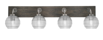 Toltec Lighting - 1774-GPDW-5110 - Four Light Bath Bar - Oxbridge - Graphite & Painted Distressed Wood-look Metal