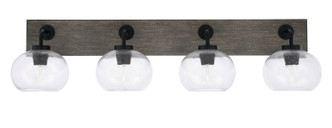 Toltec Lighting - 1774-MBDW-202 - Four Light Bath Bar - Oxbridge - Matte Black & Painted Distressed Wood-look Metal