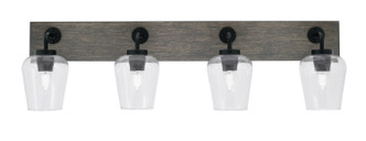 Toltec Lighting - 1774-MBDW-210 - Four Light Bath Bar - Oxbridge - Matte Black & Painted Distressed Wood-look Metal