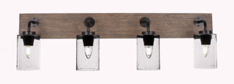 Toltec Lighting - 1774-MBDW-300 - Four Light Bath Bar - Oxbridge - Matte Black & Painted Distressed Wood-look Metal