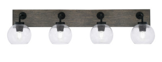 Toltec Lighting - 1774-MBDW-4100 - Four Light Bath Bar - Oxbridge - Matte Black & Painted Distressed Wood-look Metal