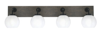 Toltec Lighting - 1774-MBDW-4101 - Four Light Bath Bar - Oxbridge - Matte Black & Painted Distressed Wood-look Metal