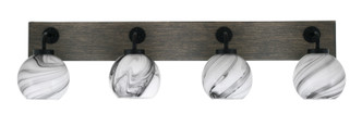 Toltec Lighting - 1774-MBDW-4109 - Four Light Bath Bar - Oxbridge - Matte Black & Painted Distressed Wood-look Metal
