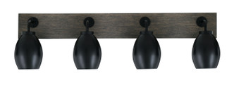 Toltec Lighting - 1774-MBDW-426-MB - Four Light Bath Bar - Oxbridge - Matte Black & Painted Distressed Wood-look Metal