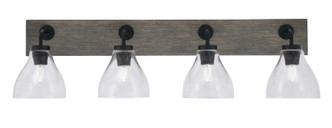 Toltec Lighting - 1774-MBDW-4760 - Four Light Bath Bar - Oxbridge - Matte Black & Painted Distressed Wood-look Metal