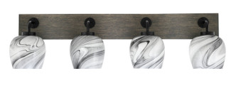 Toltec Lighting - 1774-MBDW-4819 - Four Light Bath Bar - Oxbridge - Matte Black & Painted Distressed Wood-look Metal