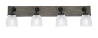Toltec Lighting - 1774-MBDW-500 - Four Light Bath Bar - Oxbridge - Matte Black & Painted Distressed Wood-look Metal