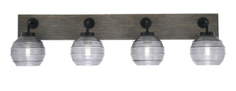 Toltec Lighting - 1774-MBDW-5112 - Four Light Bath Bar - Oxbridge - Matte Black & Painted Distressed Wood-look Metal