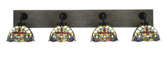 Toltec Lighting - 1774-MBDW-9365 - Four Light Bath Bar - Oxbridge - Matte Black & Painted Distressed Wood-look Metal