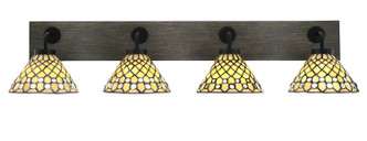 Toltec Lighting - 1774-MBDW-9415 - Four Light Bathroom Lighting - Oxbridge - Matte Black & Painted Distressed Wood-look