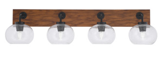 Toltec Lighting - 1774-MBWG-202 - Four Light Bath Bar - Oxbridge - Matte Black & Painted Wood-look Metal