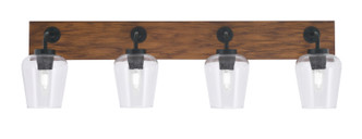 Toltec Lighting - 1774-MBWG-210 - Four Light Bath Bar - Oxbridge - Matte Black & Painted Wood-look Metal