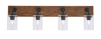 Toltec Lighting - 1774-MBWG-300 - Four Light Bathroom Lighting - Oxbridge - Matte Black & Painted Wood-look