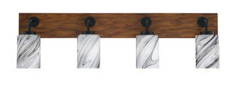 Toltec Lighting - 1774-MBWG-3009 - Four Light Bath Bar - Oxbridge - Matte Black & Painted Wood-look Metal