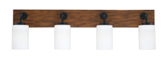 Toltec Lighting - 1774-MBWG-310 - Four Light Bath Bar - Oxbridge - Matte Black & Painted Wood-look Metal