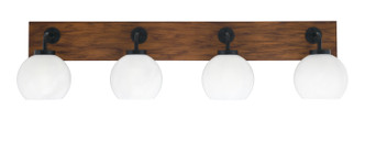 Toltec Lighting - 1774-MBWG-4101 - Four Light Bath Bar - Oxbridge - Matte Black & Painted Wood-look Metal