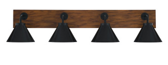 Toltec Lighting - 1774-MBWG-421-MB - Four Light Bathroom Lighting - Oxbridge - Matte Black & Painted Wood-look