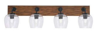 Toltec Lighting - 1774-MBWG-4810 - Four Light Bath Bar - Oxbridge - Matte Black & Painted Wood-look Metal