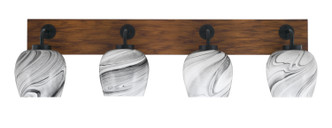 Toltec Lighting - 1774-MBWG-4819 - Four Light Bath Bar - Oxbridge - Matte Black & Painted Wood-look Metal