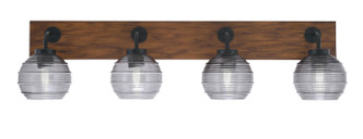 Toltec Lighting - 1774-MBWG-5112 - Four Light Bathroom Lighting - Oxbridge - Matte Black & Painted Wood-look