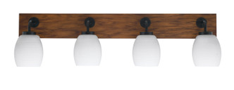 Toltec Lighting - 1774-MBWG-615 - Four Light Bath Bar - Oxbridge - Matte Black & Painted Wood-look Metal
