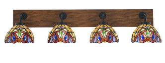 Toltec Lighting - 1774-MBWG-9445 - Four Light Bath Bar - Oxbridge - Matte Black & Painted Wood-look Metal